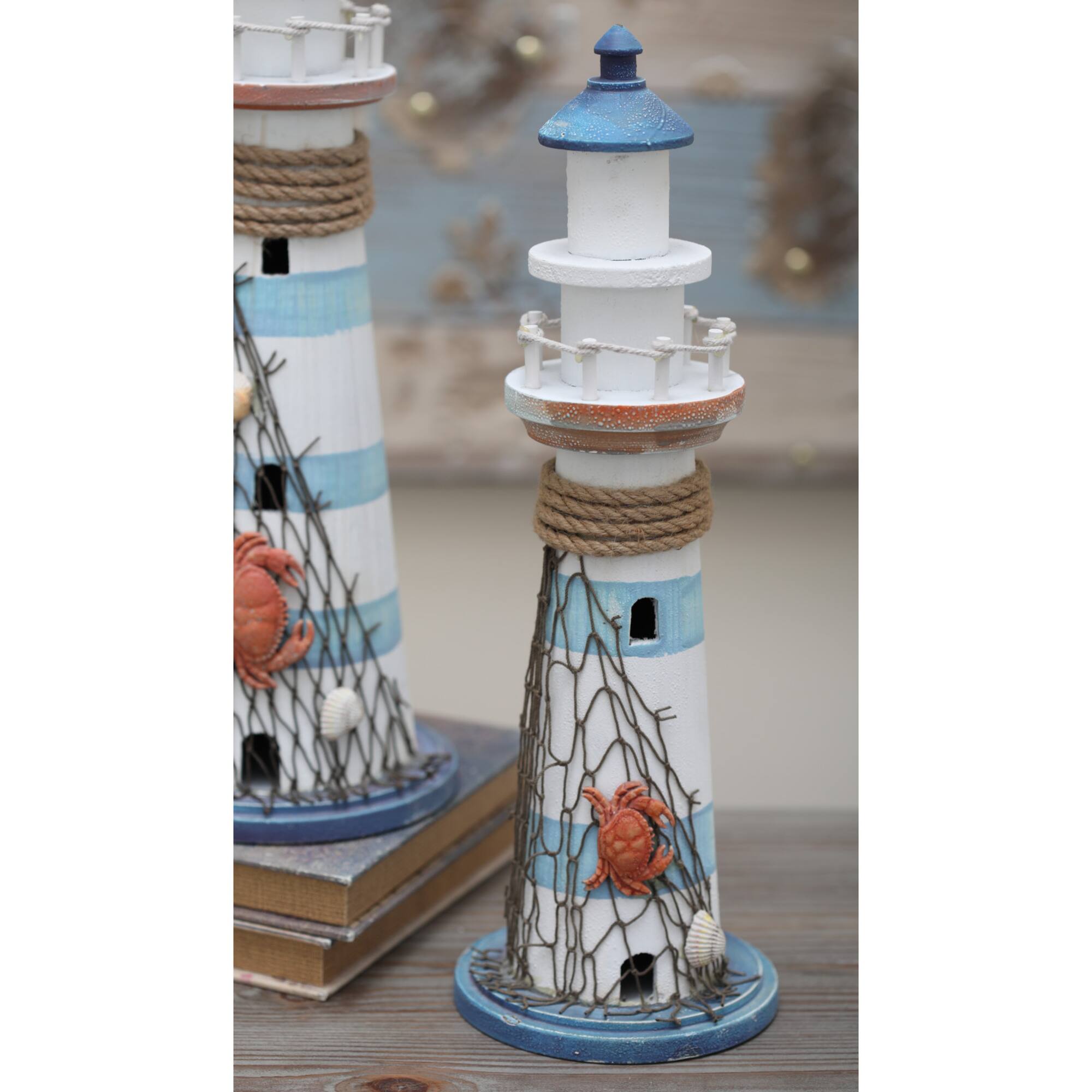 16" Wood Lighthouse Table Accent